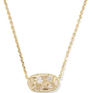 Kendra Scott Holland Gold Crystal Necklace in White Crystal-NWT